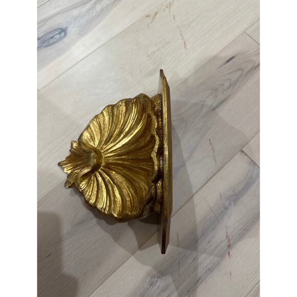 Antique Rococo Made In Italy Vintage Gold Gilt Shell Wall Sconce Ornate - Picture 3 of 8